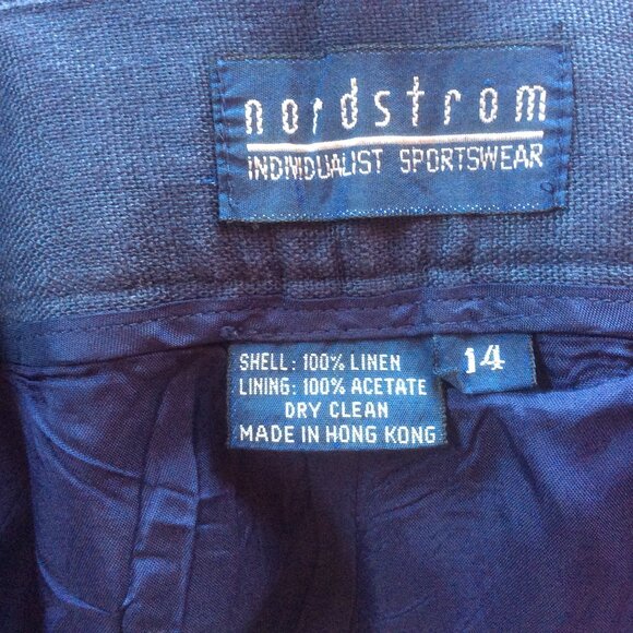 Nordstrom Individualist Sportswear Classic Blue Linen Shorts 80s Vintage Size 14 - Picture 3 of 3